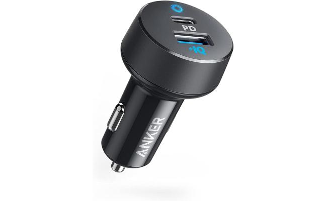 Anker USB C Car Charger, Compact 32W 2-Port, LED Indicator Type C Charger with 20W Power Delivery & 12W PowerIQ, Compatible with iPhone 15 14 13 12 Series, Pixel 3 2 XL, iPad Pro & More Devices